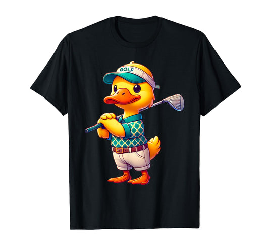 Cute Duck Playing Golf Golfer Golfing Men Women Kids T-Shirt