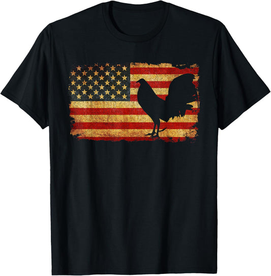 Vintage US Flag Cock Fight T Shirt T-Shirt