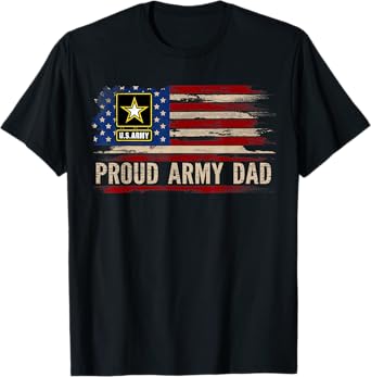 Vintage Proud Army Dad American Flag Veteran Gift T-Shirt for Women Kids Men