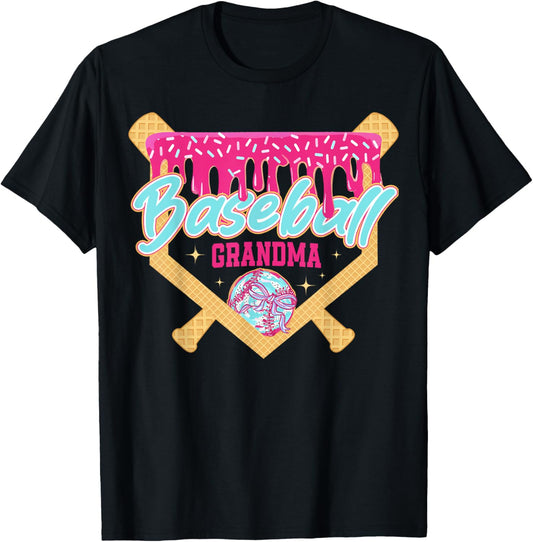 Baseball Grandma Drip Ice Cream Baseball Season Mother's Day T-Shirt
