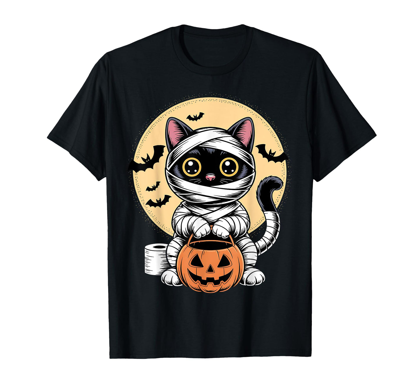 Black Cat Mummy Men Women Kids Halloween Funny Black Cat T-Shirt