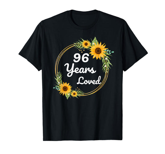 96 Years Loved Mom Grandma 96 Years Sunflower 96th Birthday T-Shirt