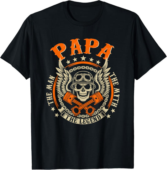 Vintage Biker Papa Motorcycles Biker For Fathers Day Mens T-Shirt