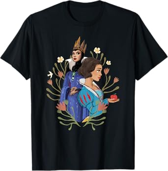 Disney Snow White And Evil Queen Surrounded By Flowers T-Shirt