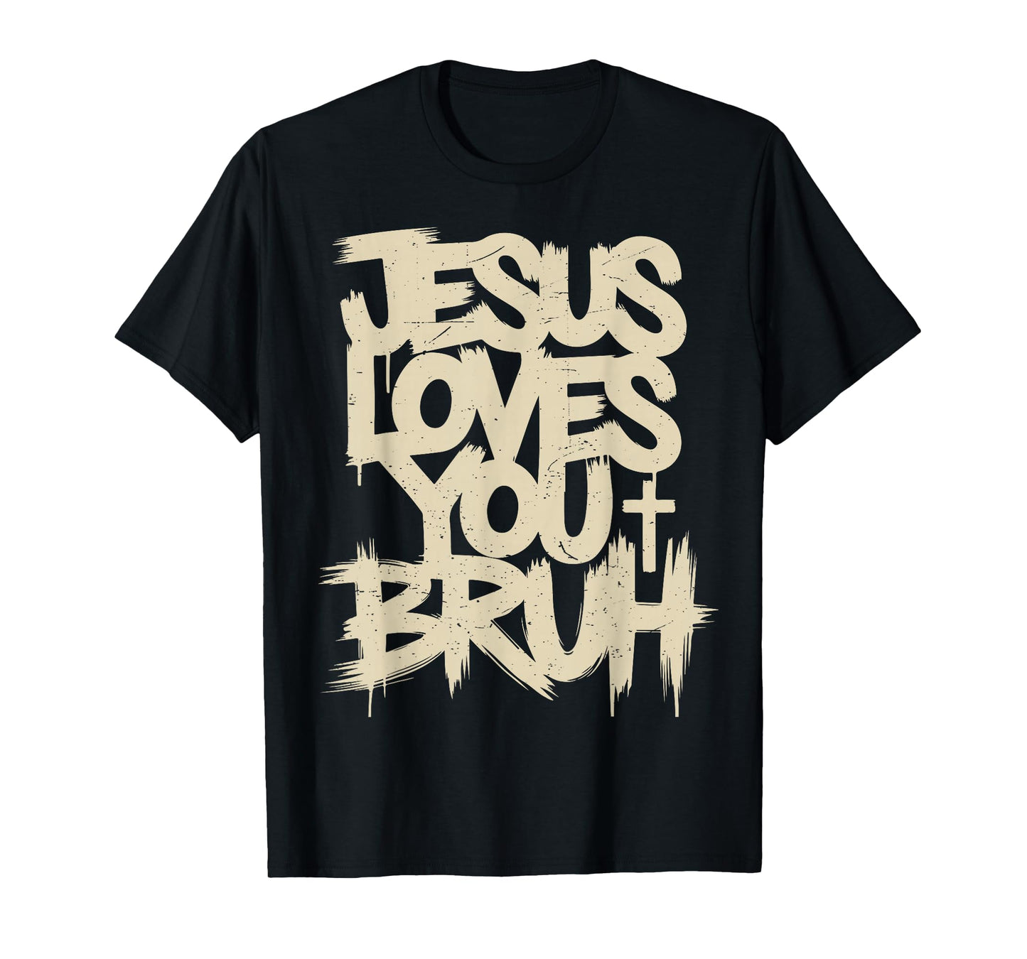 Youth Boy Jesus Loves You Bruh Funny Christian Men Teen Girl T-Shirt