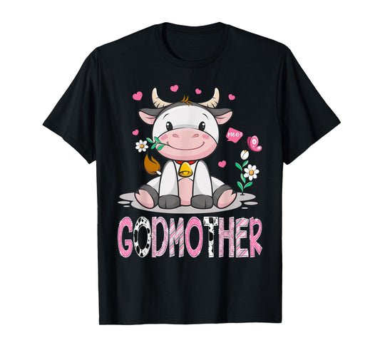 GodMother Cute Cow Moo Farmer Birthday Family Matching T-Shirt