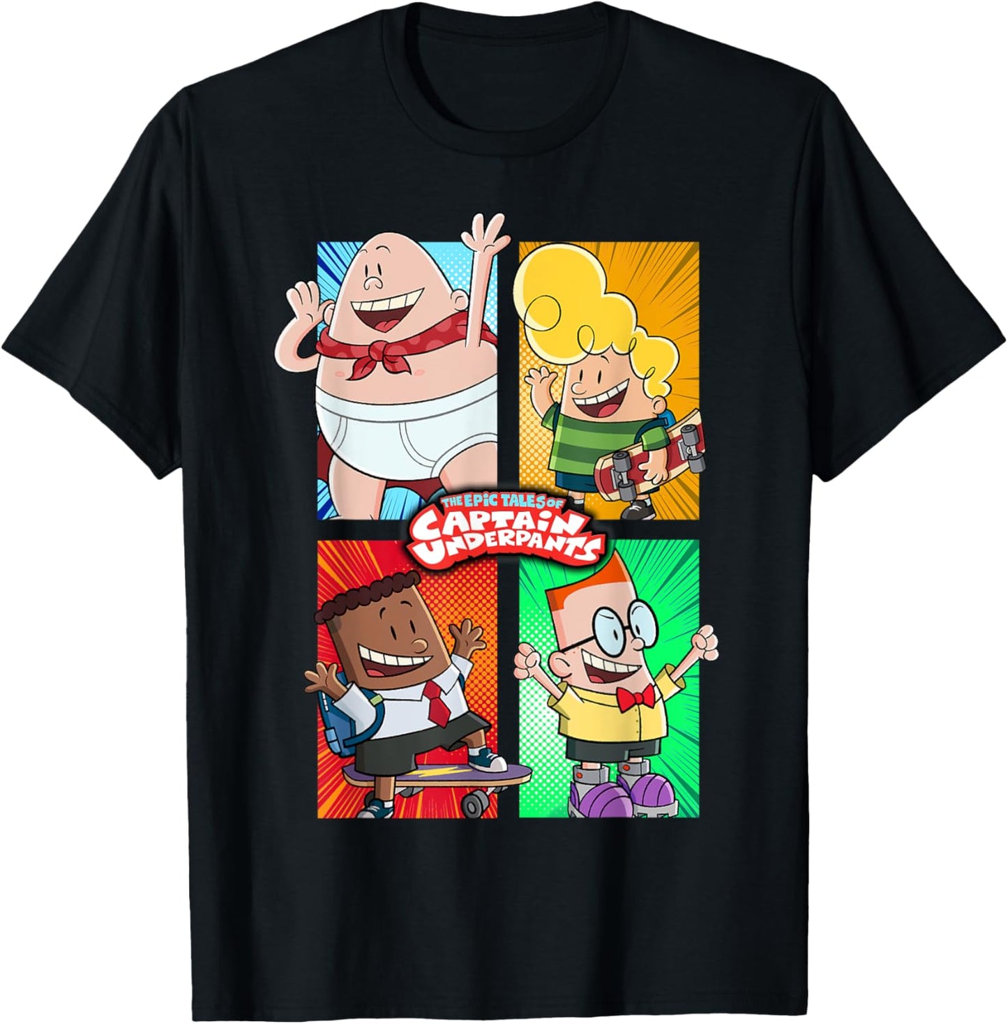 Captain Underpants The First Epic Movie 4 Square Friends T-Shirt
