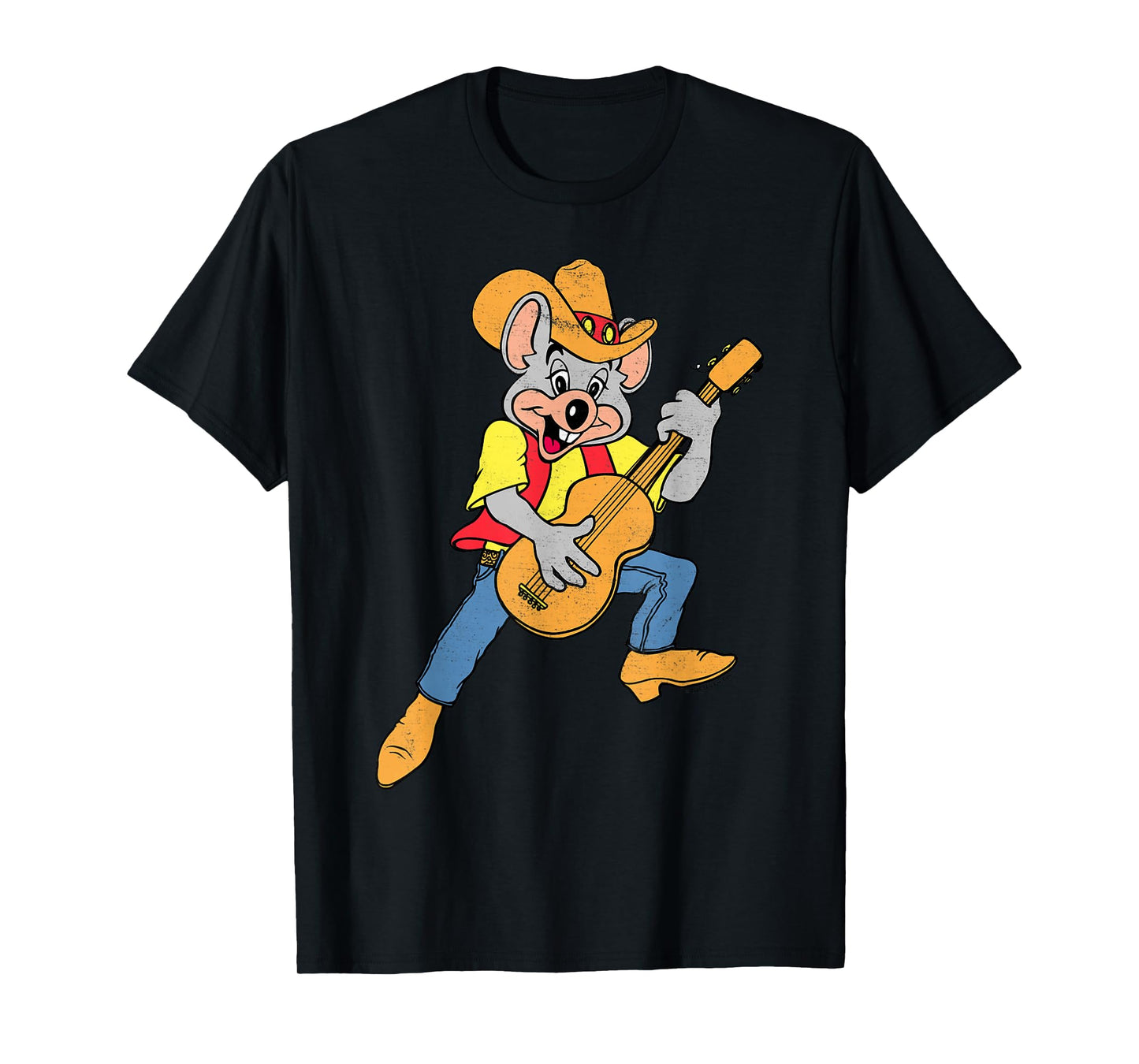 Chuck E. Cheese Cowboy Chuck E. Playing Guitar Distressed T-Shirt