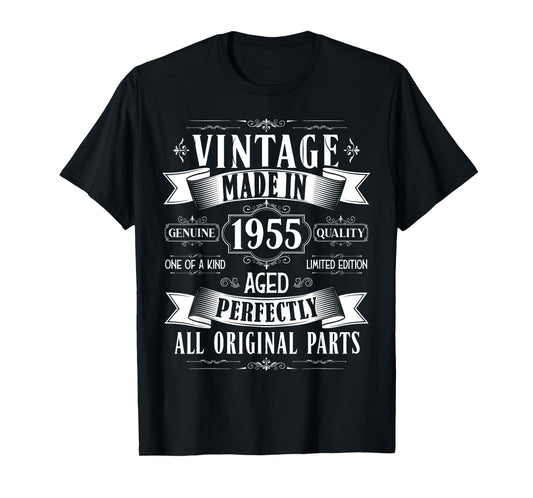 Vintage 70th birthday men Born 1955 70 years old Bday mens T-Shirt