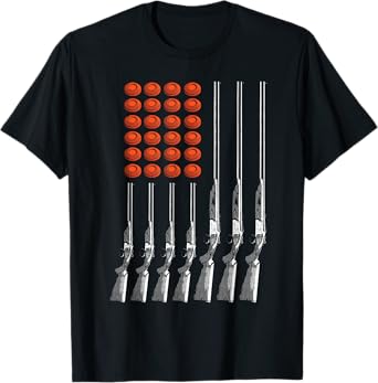 American Flag Trap Shooting Funny Skeet Sport Gift Men Women T-Shirt