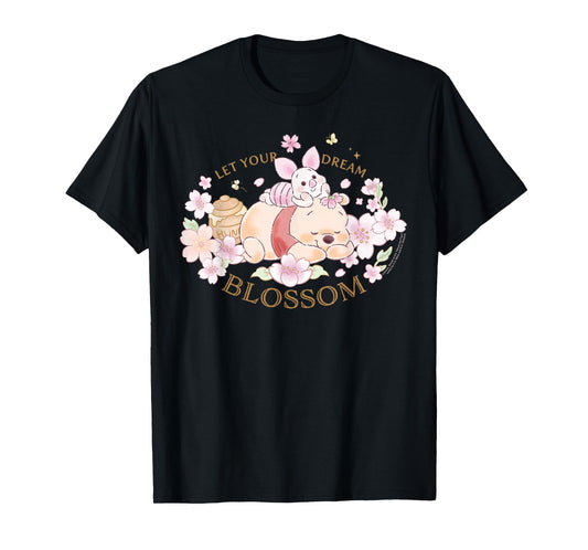 Disney Winnie The Pooh and Piglet Let Your Dream Blossom T-Shirt - T-Shirt | Black