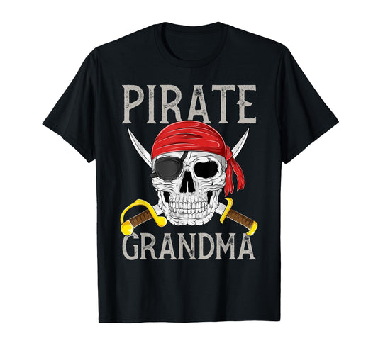Pirate Grandma Jolly Roger Flag Skull Family Pirates T-Shirt