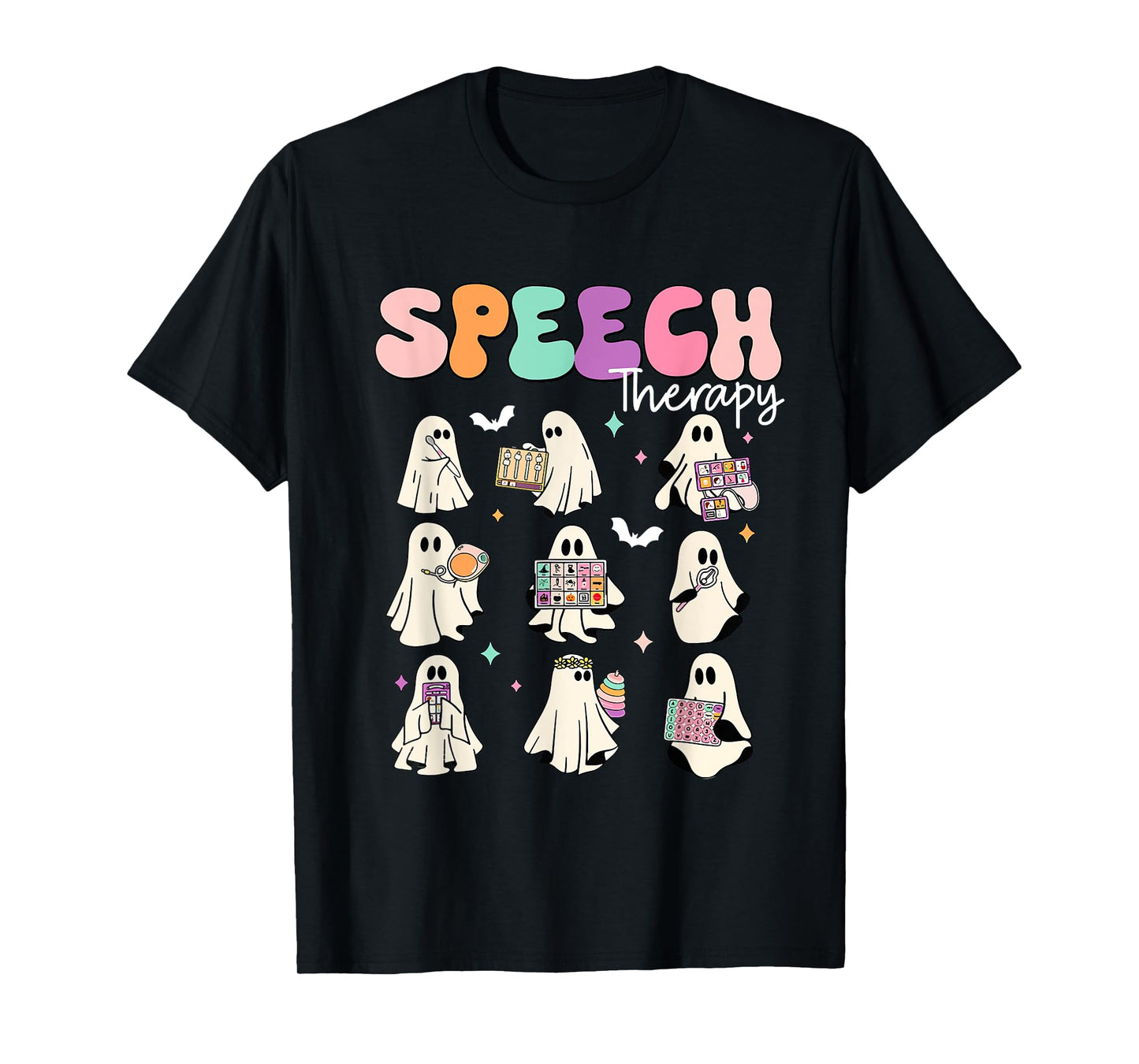 Retro SLP Ghost Halloween Speech Therapy Autumn Fall T-Shirt