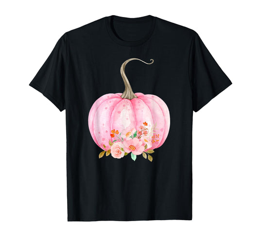 Pink Pumpkin Watercolor Pumpkin Sublimation Thanksgiving T-Shirt