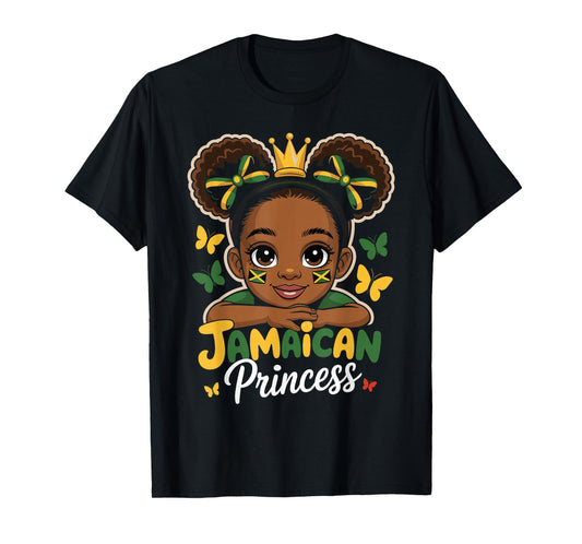 Cute Jamaican Princess Jamaica Girl Crown Bow For Girls T-Shirt