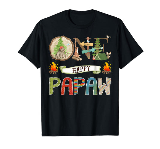 One Happy Papaw Camper 1St Birthday Camping Bear T-Shirt