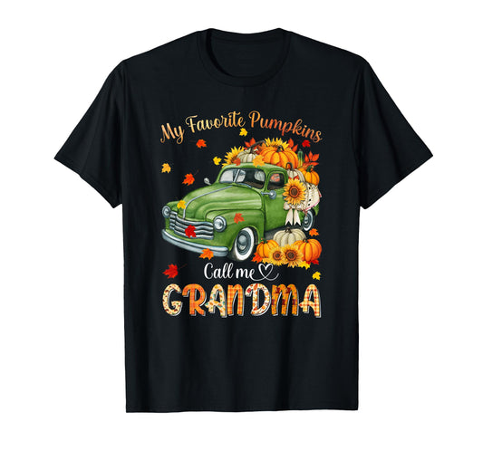 Autumn Halloween Fall My Favorite Pumpkin Call Me Grandma T-Shirt