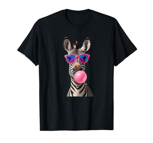 #snirt Funny Zebra Bubblegum Bubble Pink Sunglasses T-Shirt