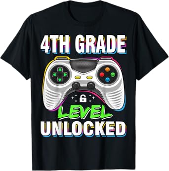 Boys First Day Of 4th Grade Shirt Kids Gaming Back To School T-Shirt