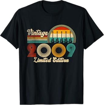 16 Years Old Gifts Vintage 2009 Retro 16th Birthday Guitar T-Shirt