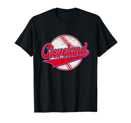 Cleveland Cityscape Vintage Baseball Men Women Kids T-Shirt