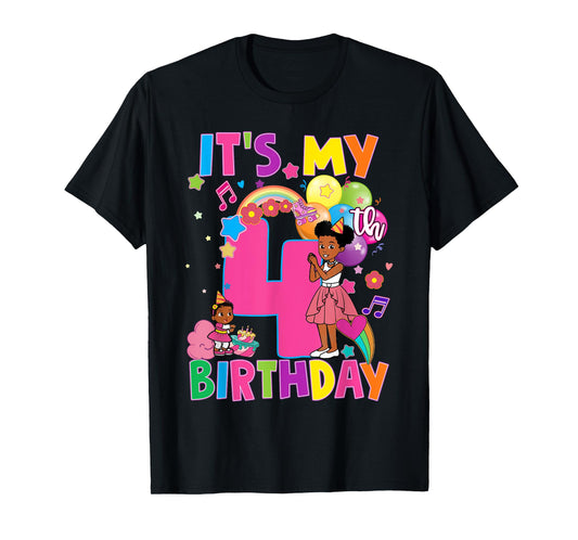 Baby Girl 4th Birthday Party Pink Doll Family Decorations T-Shirt