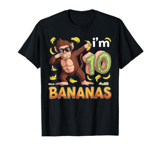 10 Year Old Monkey Birthday Safari Jungle Animal 10th B-day T-Shirt