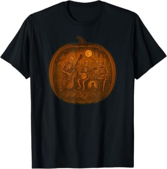 Halloween Skeleton Band Playing in Haunted Swamp T-Shirt