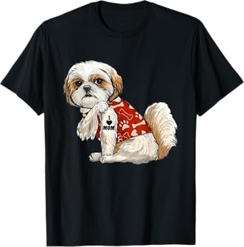 I Love Mom Tattoo Shih Tzu Mom Funny Mother's Day Gift T-Shirt
