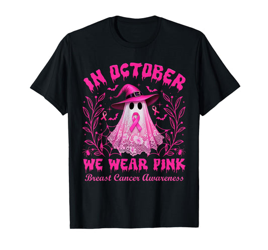 Breast Cancer Halloween Women in October We Wear Pink T-Shirt
