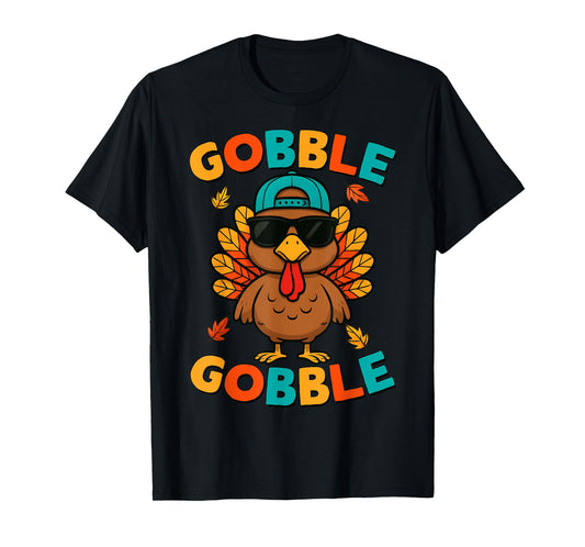 Cool Turkey Gobble Funny Thanksgiving Toddler Boys Kids T-Shirt