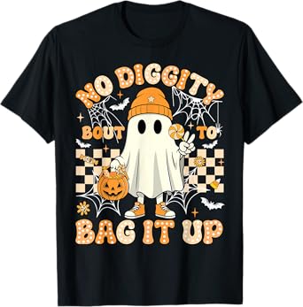 Halloween Ghost No Diggity Bout To Bag It Up Toddler Kids T-Shirt