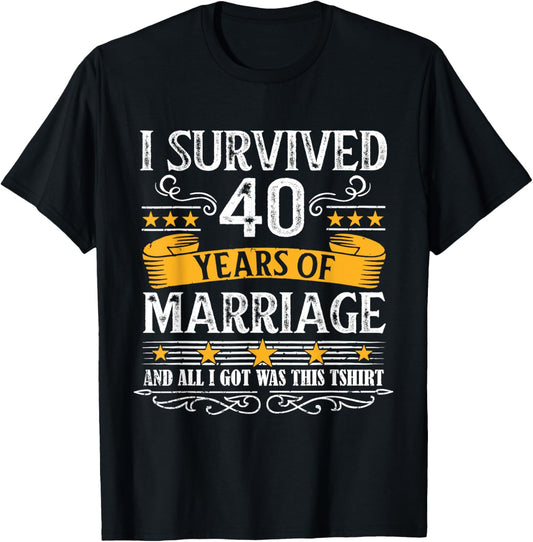 40th Wedding Anniversary shirt Couples Husband Wife 40 Years T-Shirt