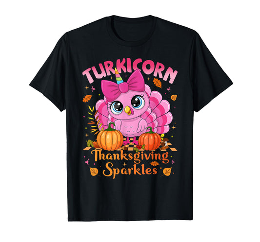 Cute Unicorn Turkey Turkicorn Girl Kids Funny Thanksgiving T-Shirt