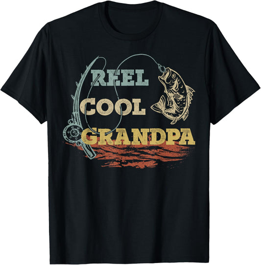 Vintage Reel Cool Grandpa Fisherman Family Fishing Lover T-Shirt
