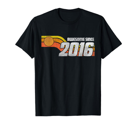 Vintage Awesome Since 2016 9 Years Old 9th Birthday Retro T-Shirt