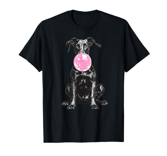 Vintage Doberman Blowing Bubble Dog Dad Mom Owner T-Shirt