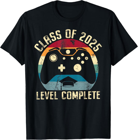 Class Of 2025 Level Complete Video Gamer Senior Graduation T-Shirt