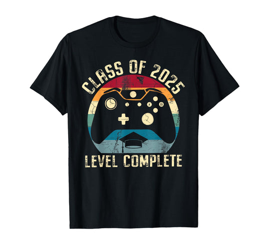 Class Of 2025 Level Complete Video Gamer Senior Graduation T-Shirt