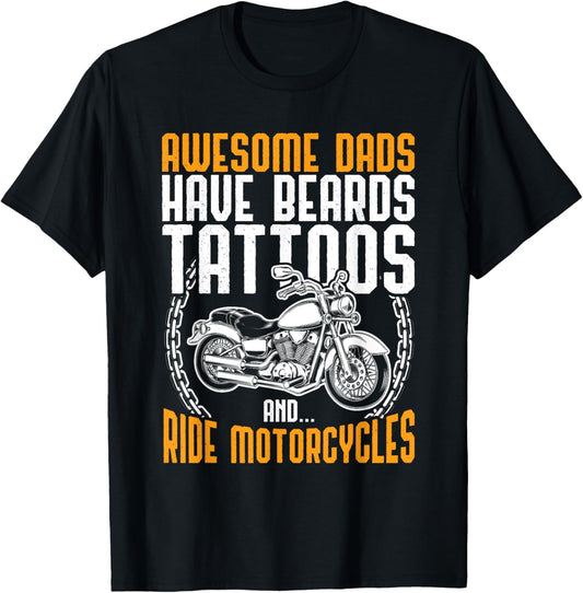 Tattooed Dad Motorcycle Fathers Day Gift Funny Tattoo T-Shirt