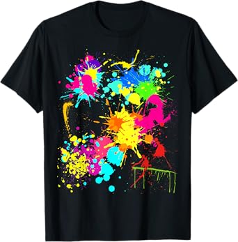 Color Splatter Colorful Paint Party Funny Team T-Shirt