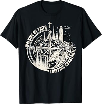 Walking By Faith Tripping Constantly Funny Christian Vintage T-Shirt