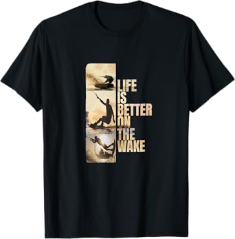 Wake-X Wakeboard Wakeskate Wassersport Wakeboarder T-Shirt, Unisex-Adults, Black, Small, Short Sleeve, Vintage Style, Life is Better on the Wakeboard