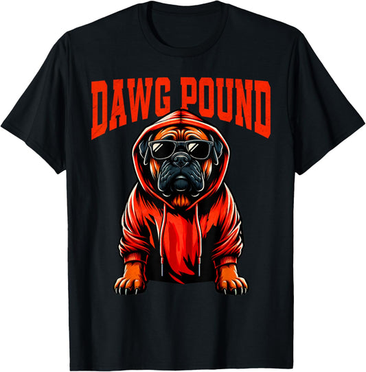 Graphic Last Name Cleveland Gifts | Vintage DAWG Dog Pound T-Shirt, Small, Brown