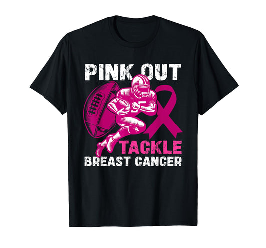 Pink Out Tackle Breast Cancer Awareness Football Players T-Shirt