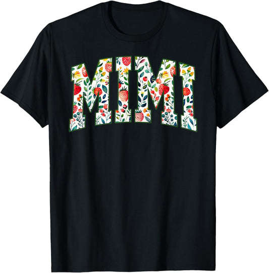 Floral Strawberry Mimi Christmas Grandma To Be Mothers Day T-Shirt