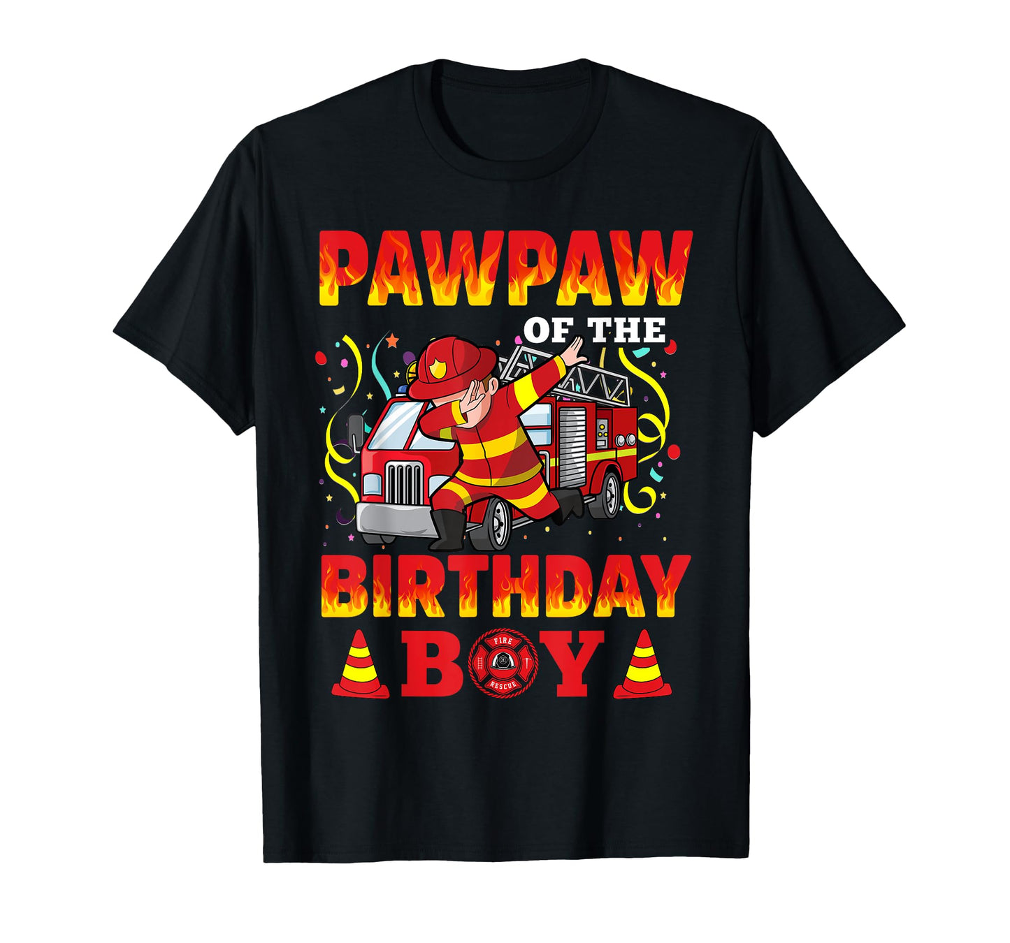 Pawpaw Of The Birthday Boy Fire Truck Firefighter Boys T-Shirt