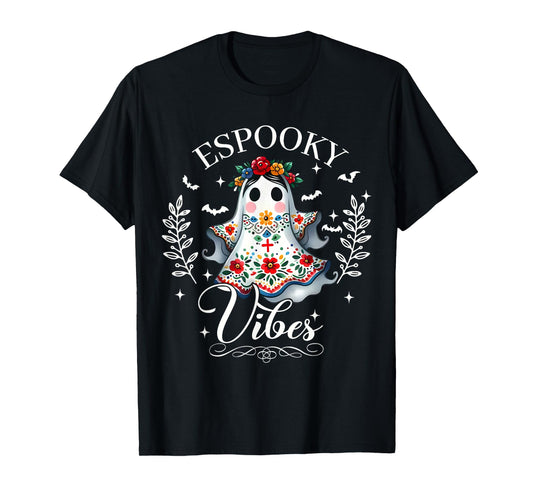 Spooky Vibes Ghost Retro Groovy Halloween Women Girls Kids T-Shirt