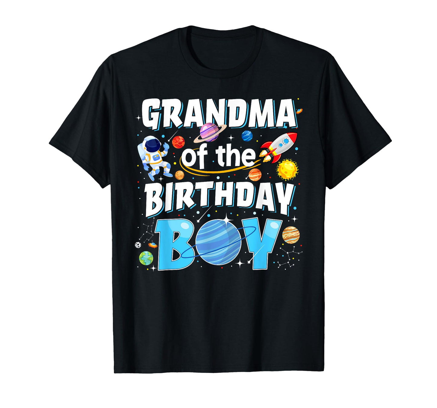 Grandma Of The Birthday Boy Astronaut Space Planets Birthday T-Shirt