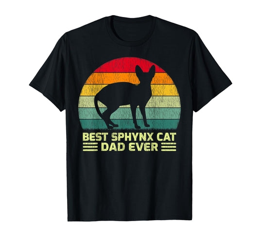 Funny Vintage Best Sphynx Cat Dad Ever Father's Day Men T-Shirt